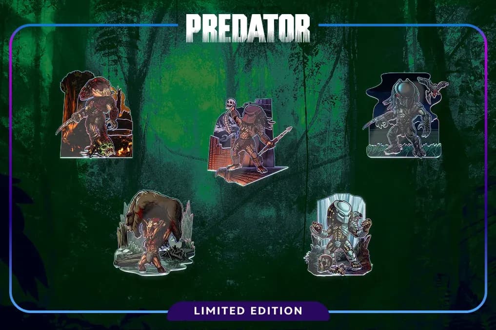 Predator Vol.1 Limited Edition banner with five pins — official Disney Pinnacle art